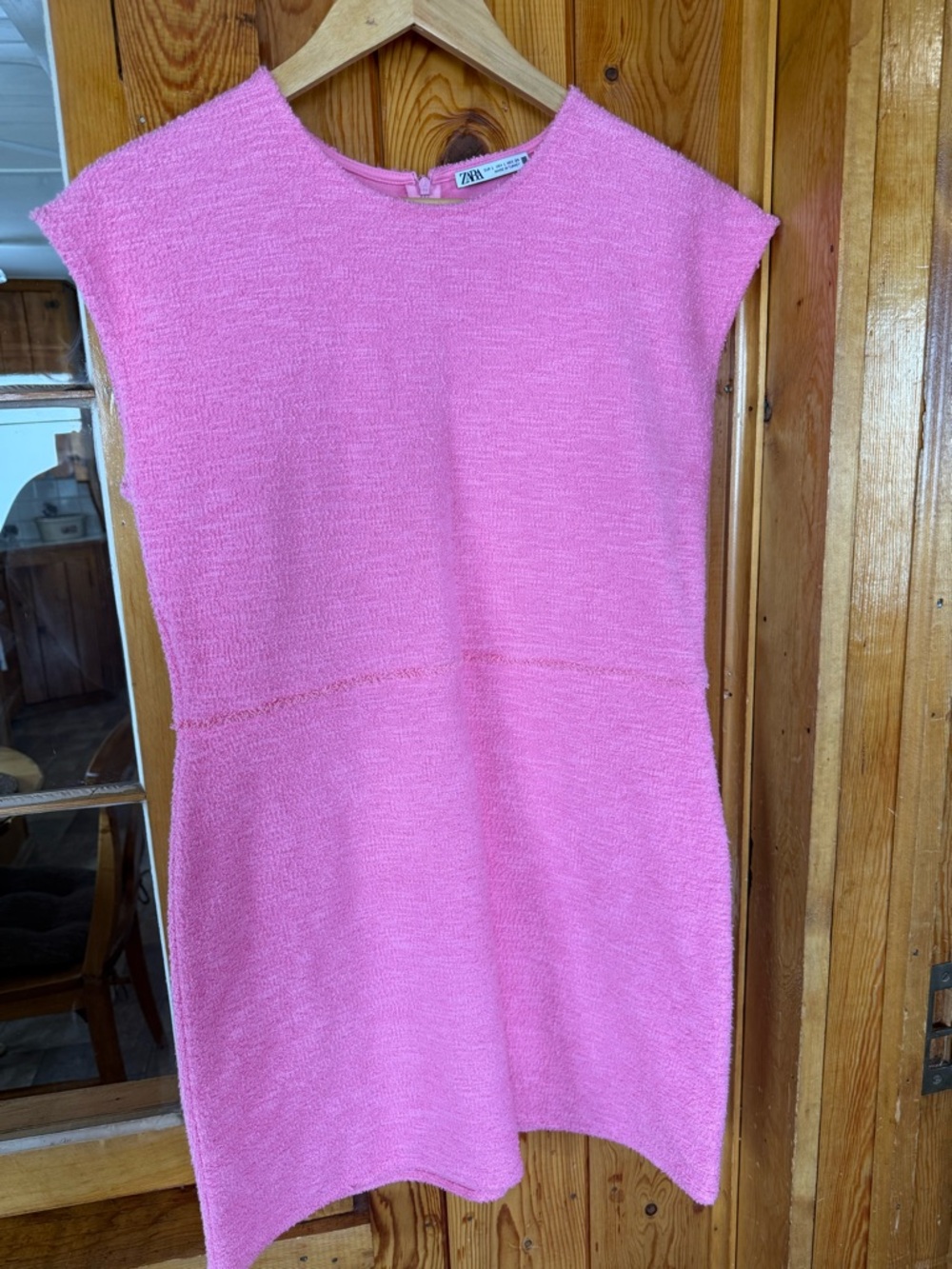 Zara Bubblegum Pink Textured Short Sleeve Dress